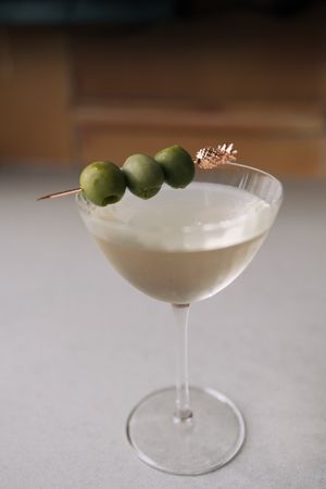 Caro’s Martini: dirty martini with Botanist gin at Cielo Rojo in Takoma Park