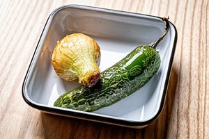 Fried onions and jalapeños at Cielo Rojo in Takoma Park