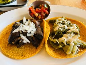 mushroom and cactus tacos at Cielo Rojo in Takoma Park