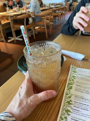 Tamarind aqua Fresca with on point paper straw   at Cielo Rojo in Takoma Park
