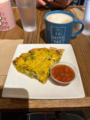 Vegan quiche and oatmilk chai latte.  at SoulFood CoffeeHouse in Redmond