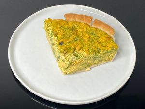 quiche (some crust fell off when I plated it at home) at SoulFood CoffeeHouse in Redmond