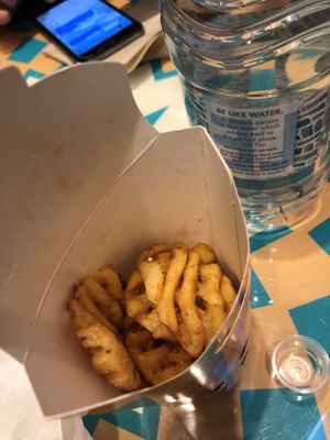 Cold baked waffle cut chips  at STN - LEON in Stansted