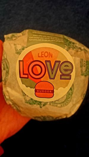 The vegan burger at STN - LEON in Stansted