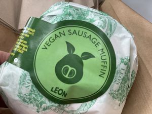 Vegan sausage muffin - Leon, Stansted Airport  at STN - LEON in Stansted