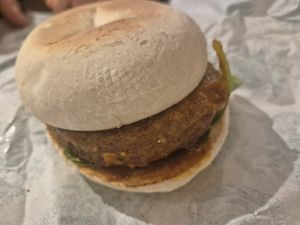 Vegan sausage muffin at STN - LEON in Stansted