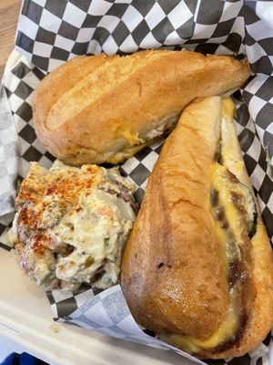Cubano sandwich with potato salad side (take away)  at The Church Cantina in Tacoma