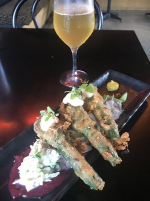 Zucchini flowers  at Yulli's in Byron Bay