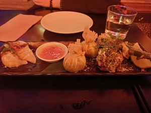 Dumplings, Moneybags, Fried Broccolini at Yulli's in Byron Bay