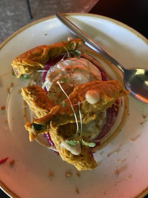 Zucchini flowers   at Yulli's in Byron Bay