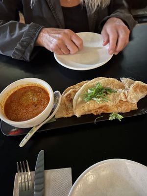 Roti with massaman curry   at Yulli's in Byron Bay