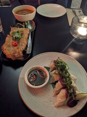 Dumplings (small) and massaman curry (medium) at Yulli's in Byron Bay