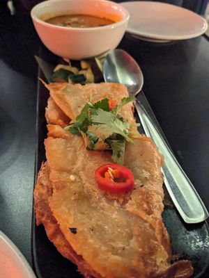 Roti and massaman curry (medium plate) at Yulli's in Byron Bay