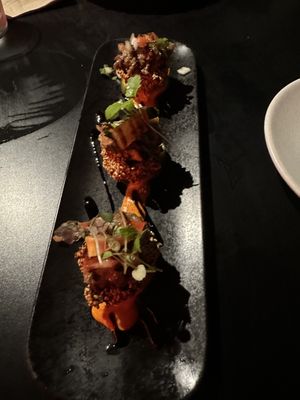 Sesame and mushroom special, sooo nice and crunchy and chewy  at Yulli's in Byron Bay