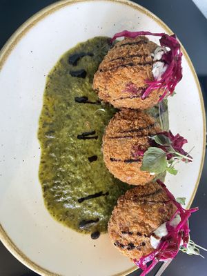 Chickpea croquettes   at Yulli's in Byron Bay