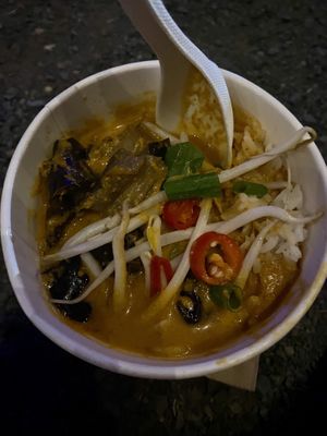 Eggplant panang curry (from Yulli’s food stall)  at Yulli's in Byron Bay