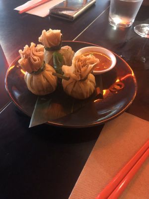 Edamame and coconut money bags  at Yulli's in Byron Bay