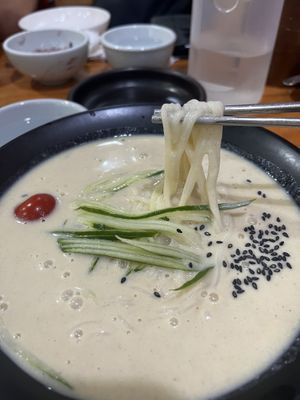 Soy milk noodle  at Milbat 밀밭 in Seoul