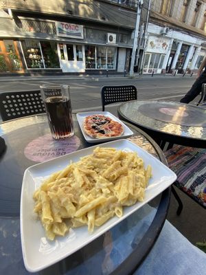 Hearty pasta and pizza in the Jewish Quarter.  at Level Up in Bucharest