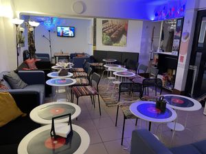 Downstairs seating area  at Level Up in Bucharest