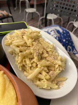 Vegan cheese pasta  at Level Up in Bucharest