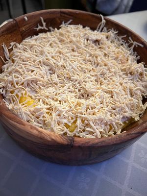 Brânză cu mămăligă tradițional  #Veganuary at Level Up in Bucharest