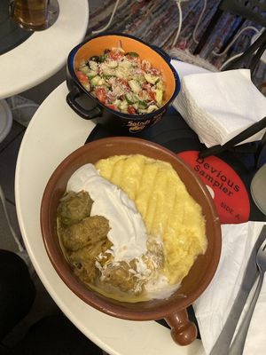 Traditional romanian dish “Sarmale with polenta”  at Level Up in Bucharest