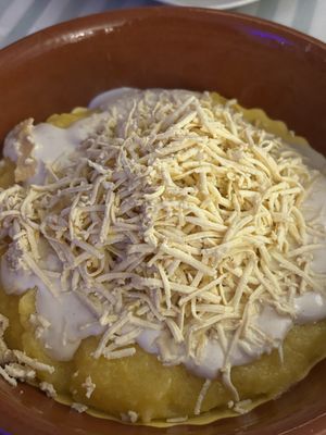 Polenta with smoke tofu and sour cream  at Level Up in Bucharest