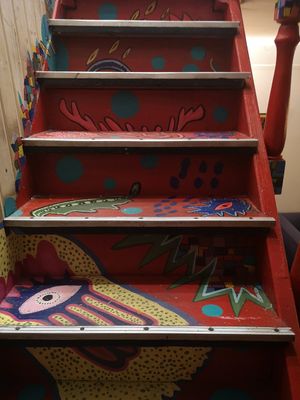 Cool hipster stairs at Level Up in Bucharest