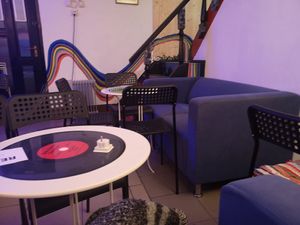 Comfy couches at Level Up in Bucharest