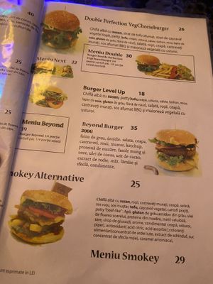 Menu at Level Up in Bucharest