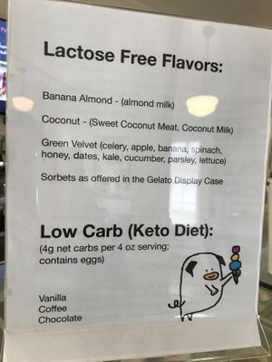 Lactose free menu this day at Pugnuts in Surry