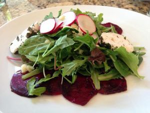 Salad with beets and macadamia nut cheese at Cafe 118 in Winter Park