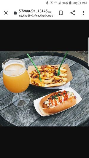 Korean HotDog & Bacon Fries at Totally Awesome Vegan Food Truck in Portland