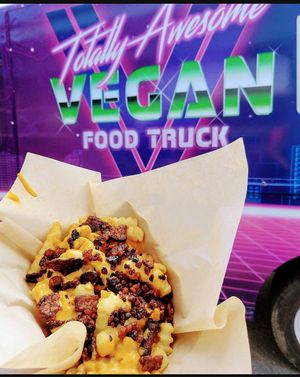 Baaaaacon Fries!!!🤤🤤🤤 at Totally Awesome Vegan Food Truck in Portland