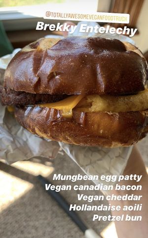 Brekky Entelechy Breakfast Sandwich  at Totally Awesome Vegan Food Truck in Portland