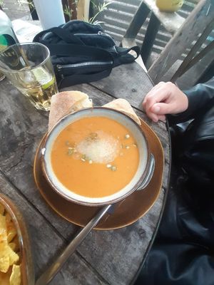Soup of the day (tomatoes with lentils) at Het Veerkwartier in Haarlem