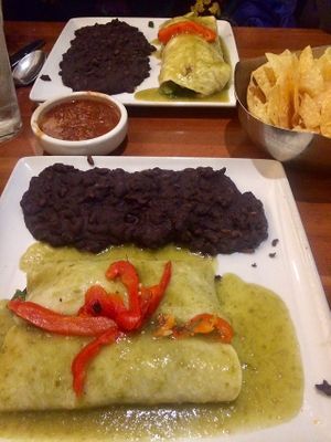 Vegan enchiladas & vegan burrito at Cantina Laredo in Bloomington