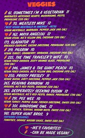 Veggie Options - Menu at Ike's in Hayward