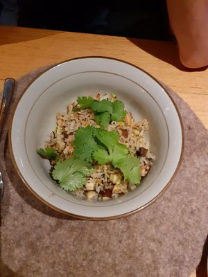 Rice with mushrooms at Zodiac in Moscow