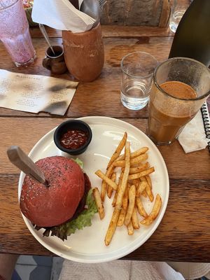 Beet burger  at Laylo in Tulum