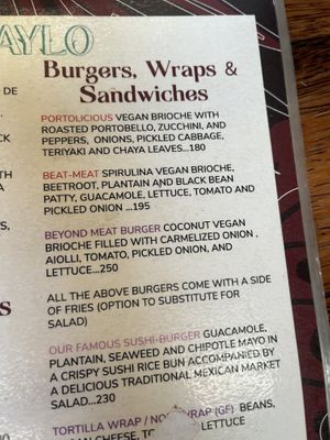 A few options on the menu  at Laylo in Tulum