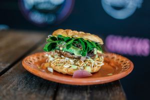 The Laylo Portillicious Burger! at Laylo in Tulum