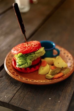 One of the tasty vegan burgers on offer at Laylo in Tulum