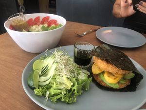 Sushi burger  at Laylo in Tulum