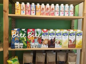 many kinds of milk
 at Vega in St Petersburg