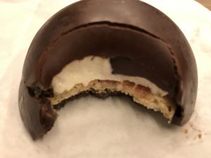 “Tunnocks” style tea cake. Bitten for effect  at Just Desserts in Yarm