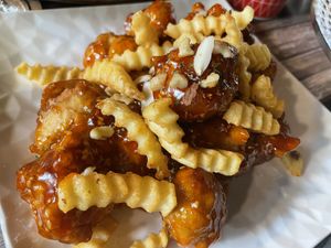 Korean style of vegan friend chicken.  at Cafe SIVA 카페 시바 in Seoul