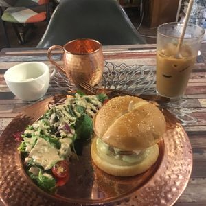 Burger and latter, both delicious at Cafe SIVA 카페 시바 in Seoul