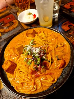 V-Karaage Rose Pasta😍 at Cafe SIVA 카페 시바 in Seoul